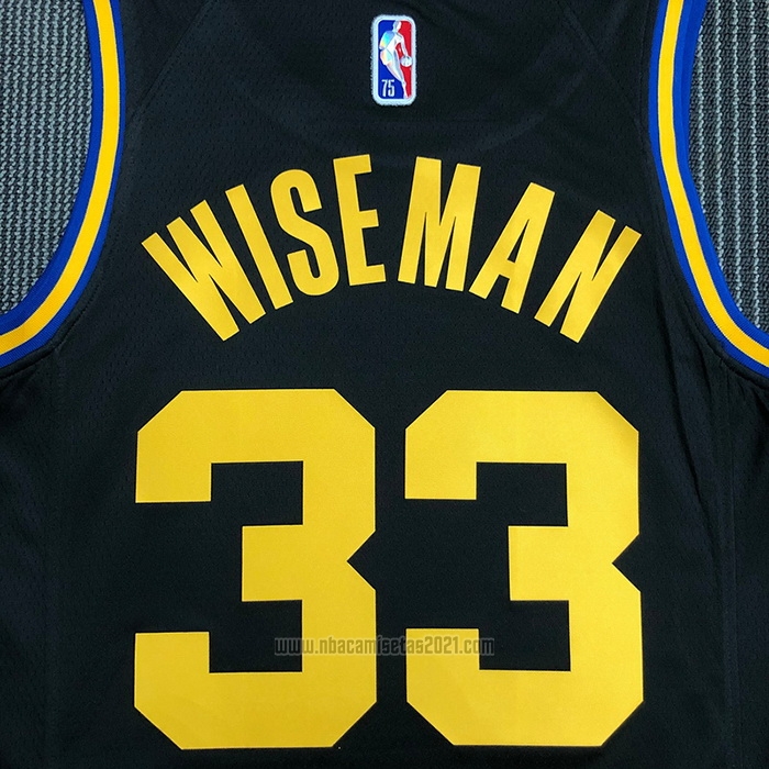 Camiseta Golden State Warriors James Wiseman #33 Ciudad 2021-22 Negro